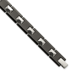 Chisel Tungsten and Black Ceramic Polished 8.5 inch Bracelet