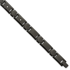 Chisel Tungsten Polished Black IP-plated 1/10 carat Diamond 9 inch Bracelet
