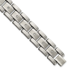 Chisel Tungsten Brushed and Polished with 1/3 carat Diamonds 8.5 inch Bracelet