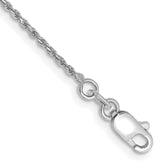 14K White Gold 8 inch 1.15mm Diamond-cut Machine Made Rope with Lobster Clasp Chain Chain
