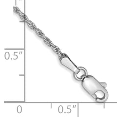 14K White Gold 8 inch 1.3mm Diamond-cut Machine Made Rope with Lobster Clasp Chain Chain