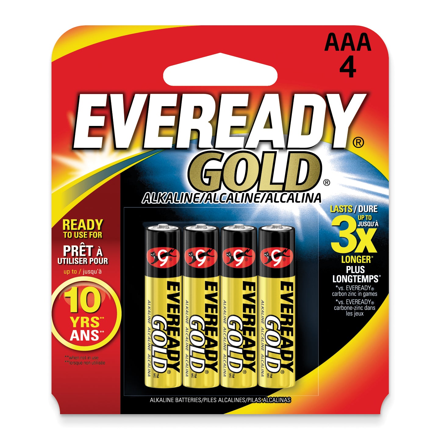 (4) Pack of Eveready Gold AAA Alkaline Batteries