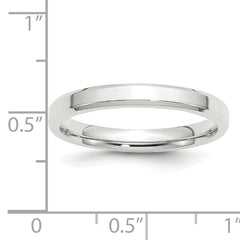 14k White Gold 3mm Beveled Edge Comfort Fit Wedding Band Size 13.5