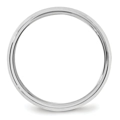 14k White Gold 6mm Beveled Edge Comfort Fit Wedding Band Size 14