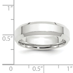14k White Gold 6mm Beveled Edge Comfort Fit Wedding Band Size 14