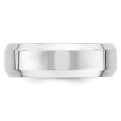 14k White Gold 7mm Beveled Edge Comfort Fit Wedding Band Size 14