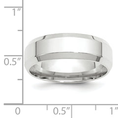 14k White Gold 7mm Beveled Edge Comfort Fit Wedding Band Size 14