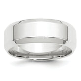 14k White Gold 8mm Beveled Edge Comfort Fit Wedding Band Size 14