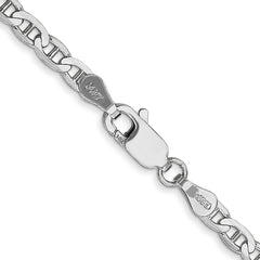 14K White Gold 20 inch 3mm Concave Anchor with Lobster Clasp Chain