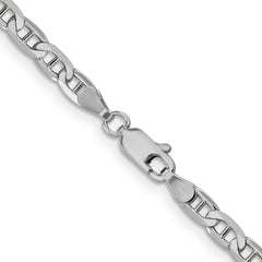 14K White Gold 20 inch 3.75mm Concave Anchor with Lobster Clasp Chain