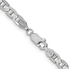 14K White Gold 24 inch 4.5mm Concave Anchor with Lobster Clasp Chain