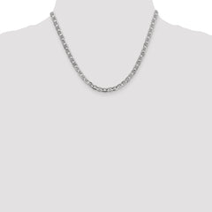 14K White Gold 8 inch 3.75mm Concave Anchor with Lobster Clasp Chain