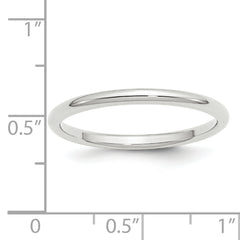 14k White Gold 2mm Standard Weight Comfort Fit Wedding Band Size 13.5