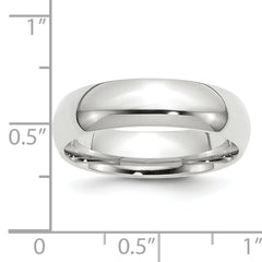 14k White Gold 6mm Standard Weight Comfort Fit Wedding Band Size 14