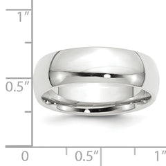 14k White Gold 7mm Standard Weight Comfort Fit Wedding Band Size 13.5