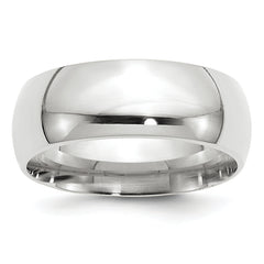14k White Gold 8mm Standard Weight Comfort Fit Wedding Band Size 13.5