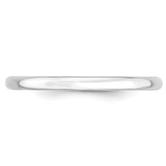 14k White Gold 2mm Lightweight Comfort Fit Wedding Band Size 13.5