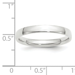 14k White Gold 3mm Lightweight Comfort Fit Wedding Band Size 13.5
