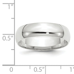 14k White Gold 6mm Lightweight Comfort Fit Wedding Band Size 14