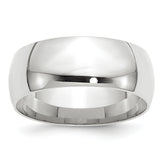 14k White Gold 8mm Lightweight Comfort Fit Wedding Band Size 13.5