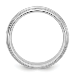 10k White Gold 5mm Double Milgrain Comfort Fit Wedding Band Size 14