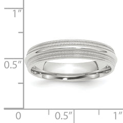 10k White Gold 5mm Double Milgrain Comfort Fit Wedding Band Size 14