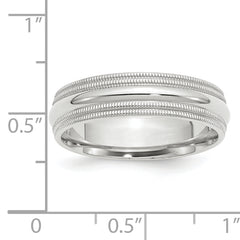 14k White Gold 6mm Double Milgrain Comfort Fit Wedding Band Size 14