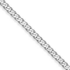 14k White Gold 2.2mm Flat Beveled Curb Chain