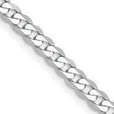 14K White Gold 24 inch 2.9mm Flat Beveled Curb with Lobster Clasp Chain