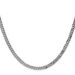 14K White Gold 24 inch 3.9mm Flat Beveled Curb with Lobster Clasp Chain
