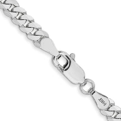 14K White Gold 24 inch 3.9mm Flat Beveled Curb with Lobster Clasp Chain