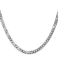 14K White Gold 24 inch 4.75mm Flat Beveled Curb with Lobster Clasp Chain