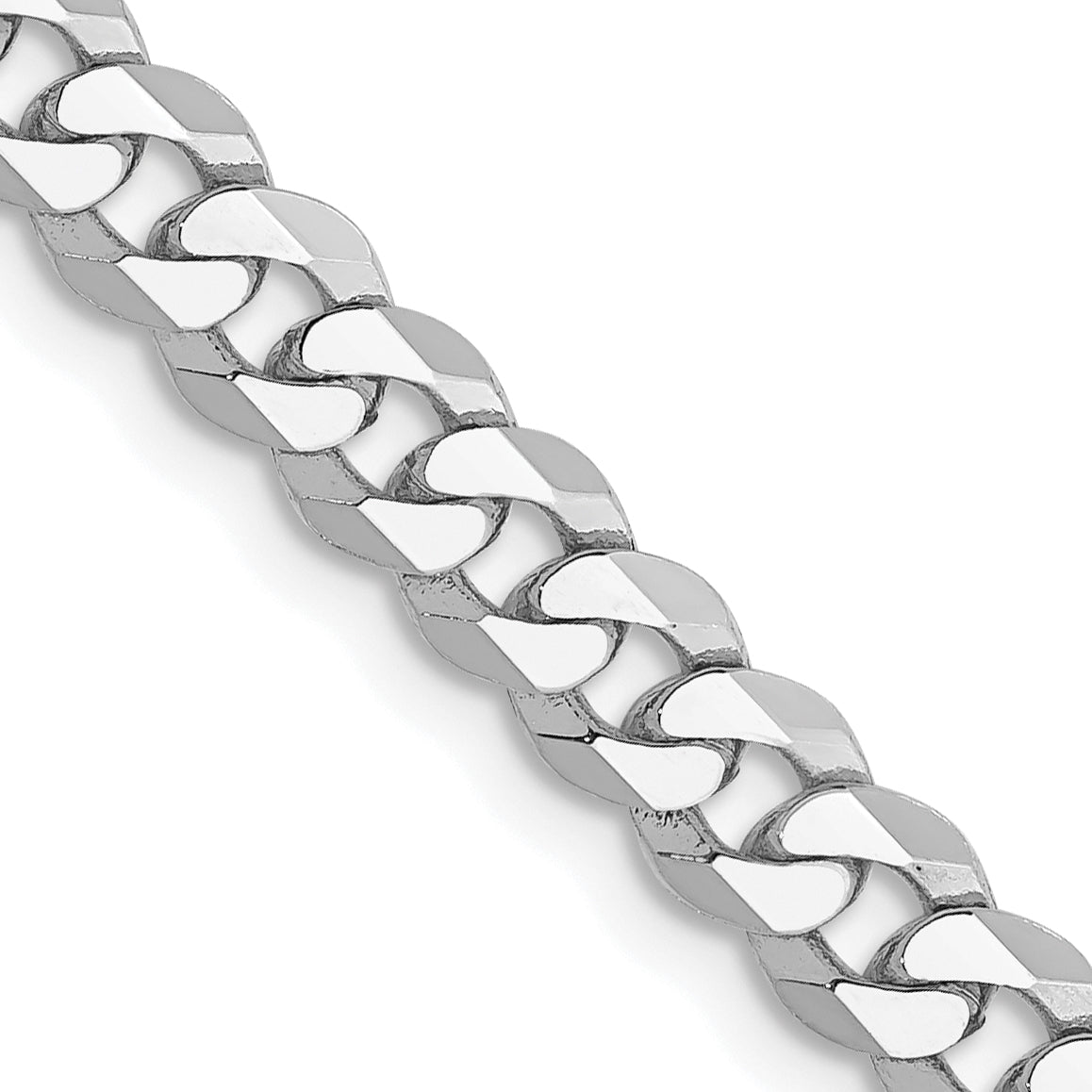 14K White Gold 24 inch 4.75mm Flat Beveled Curb with Lobster Clasp Chain