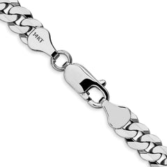 14K White Gold 26 inch 6.25mm Flat Beveled Curb with Lobster Clasp Chain