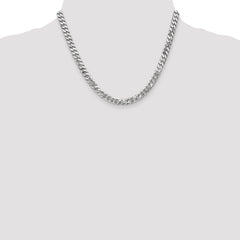 14K White Gold 18 inch 6.25mm Flat Beveled Curb with Lobster Clasp Chain