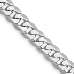 14K White Gold 26 inch 6.25mm Flat Beveled Curb with Lobster Clasp Chain
