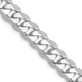 14K White Gold 26 inch 7.25mm Flat Beveled Curb with Lobster Clasp Chain