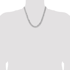 14K White Gold 20 inch 8mm Flat Beveled Curb with Lobster Clasp Chain