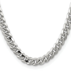 14K White Gold 26 inch 8.5mm Flat Beveled Curb with Lobster Clasp Chain