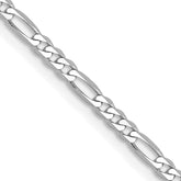 14K White Gold 24 inch 2.25mm Flat Figaro with Lobster Clasp Chain