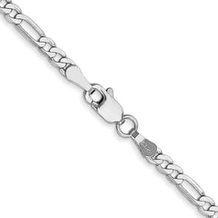 14K White Gold 24 inch 2.75mm Flat Figaro with Lobster Clasp Chain