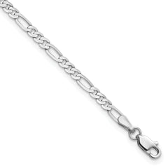 14K White Gold 7 inch 2.75mm Flat Figaro with Lobster Clasp Bracelet