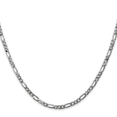 14K White Gold 26 inch 3mm Flat Figaro with Lobster Clasp Chain