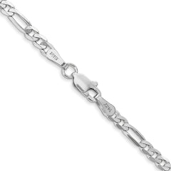 14K White Gold 26 inch 3mm Flat Figaro with Lobster Clasp Chain