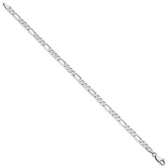 14K White Gold 8 inch 4mm Flat Figaro with Lobster Clasp Bracelet
