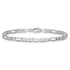 14K White Gold 8 inch 4mm Flat Figaro with Lobster Clasp Bracelet