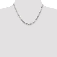 14K White Gold 18 inch 4.5mm Flat Figaro with Lobster Clasp Chain