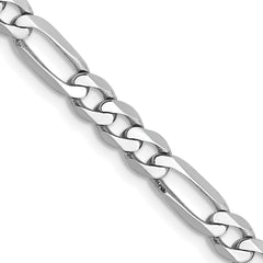 14K White Gold 26 inch 4.5mm Flat Figaro with Lobster Clasp Chain