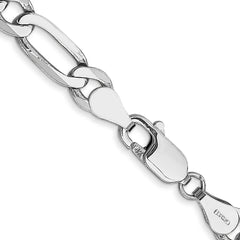 14K White Gold 26 inch 5.5mm Flat Figaro with Lobster Clasp Chain