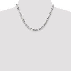 14K White Gold 18 inch 5.5mm Flat Figaro with Lobster Clasp Chain